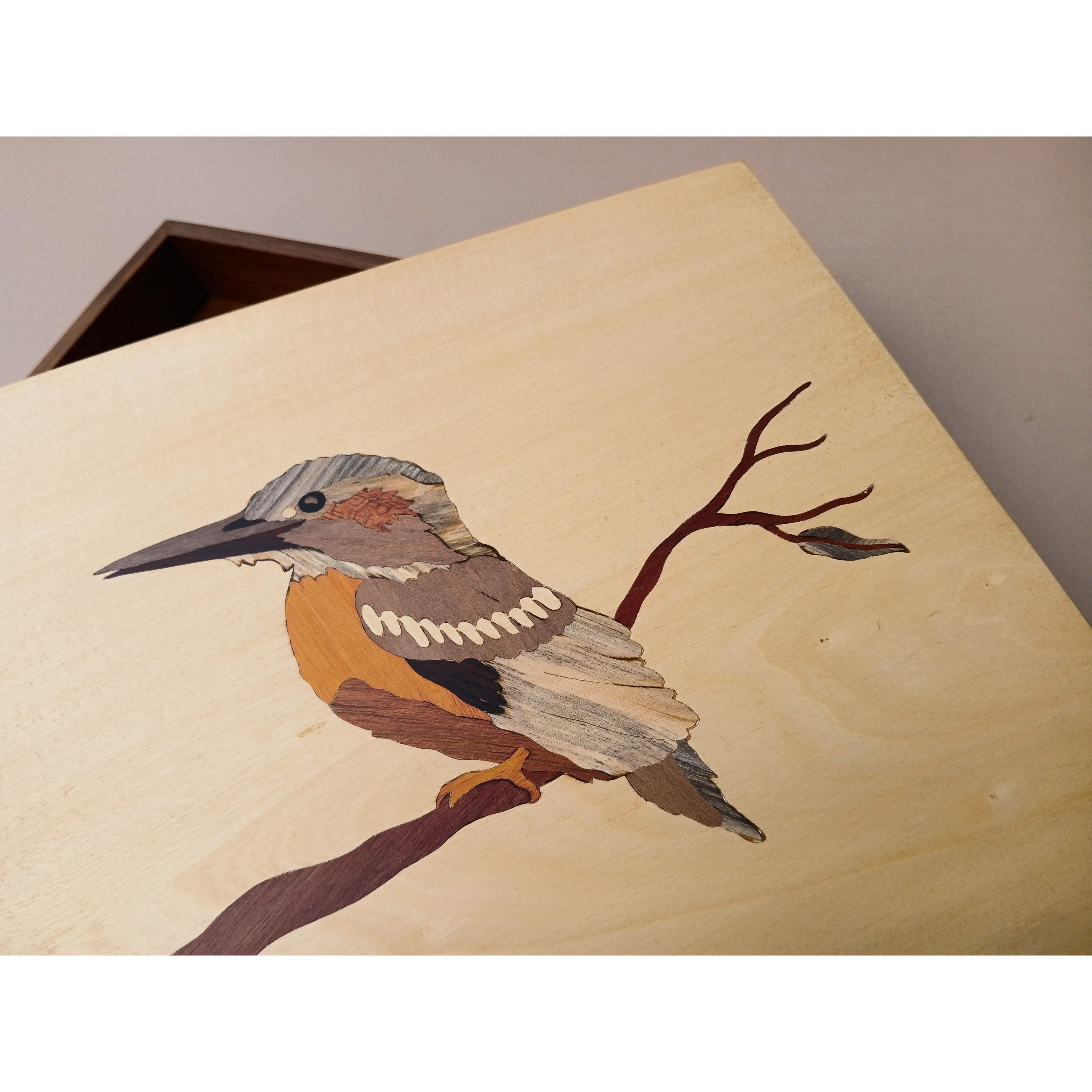 Bird Box - Handcrafted Marquetry Wood Keepsake